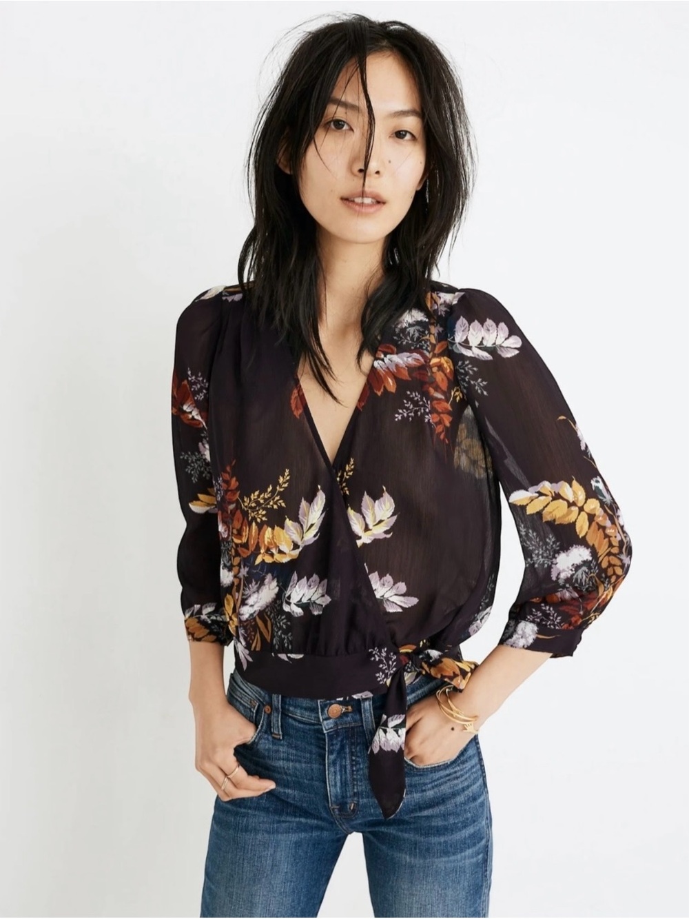 NWOT Madewell Wrap Blouse in Blooming Oasis Floral – XXS